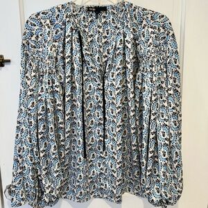 Maje Blue and White Floral Blouse